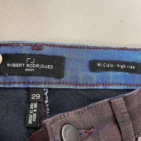 ROBERT RODRIGUEZ Jeans Waxed Denim Burgundy High Rise Mi Cielo Size 29 - Picture 6 of 10